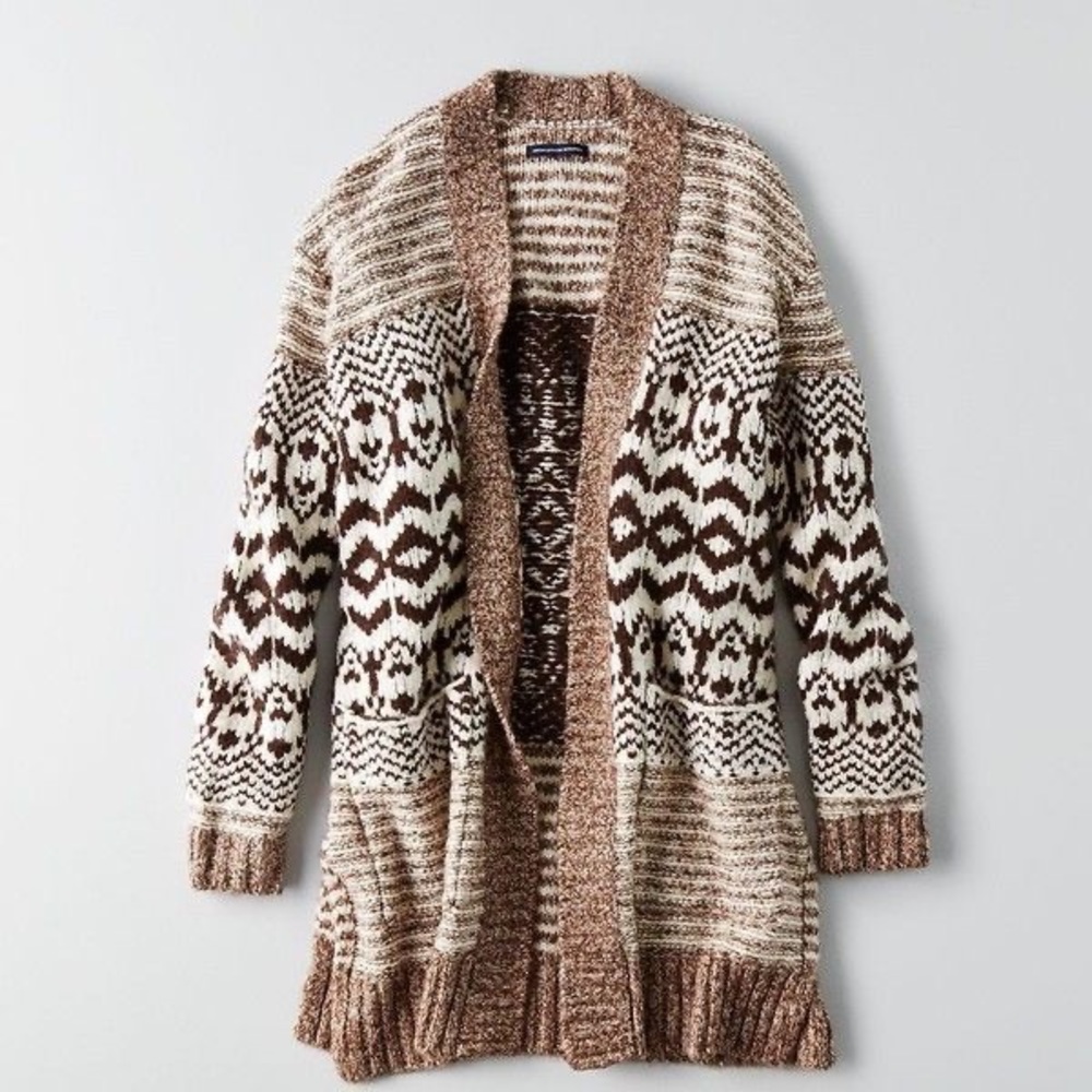 American Eagle Patterned Open Cardigan Size XS